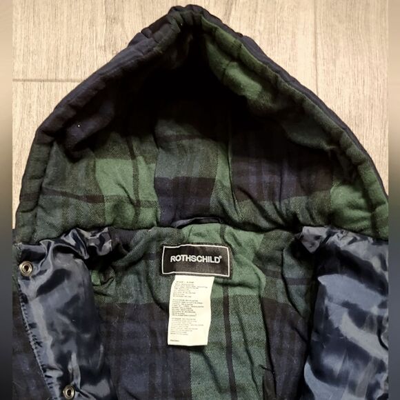 Rothschild Quilted Snowsuit Plaid Lining Corduroy Trim Navy Blue Black Size 3-6M - Picture 7 of 8